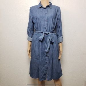 Draper James Long Sleev Chambray MIDI Shirt dress